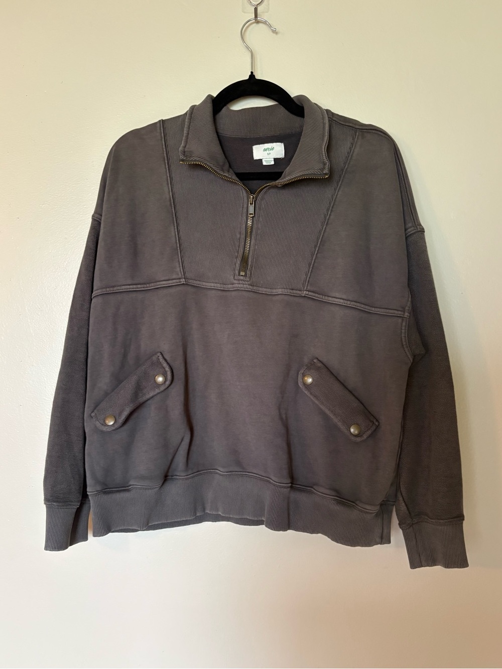aerie Women's Charcoal Gray Half-Zip Pullover